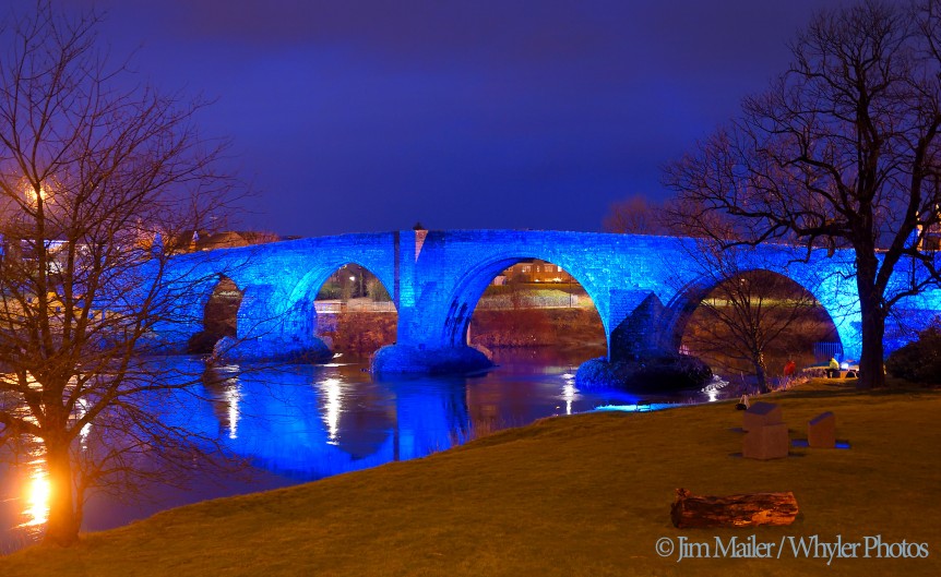 The bridge lit up